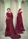 MAROON Colour Latest Designer Fancy Party Wear Sequins Embroidery Heavy Silk Saree Collection 11617